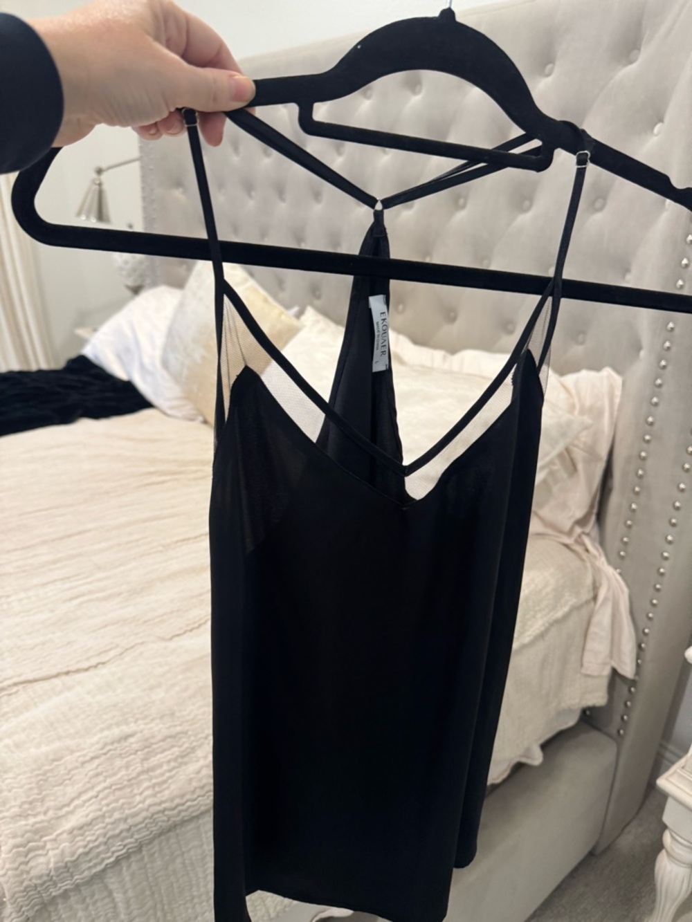 Black Strappy V-Neck Cami Tank